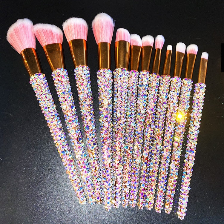 12Pcs/set Diamond-studded Makeup Brushes