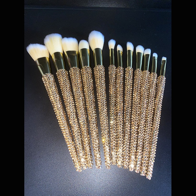 12Pcs/set Diamond-studded Makeup Brushes