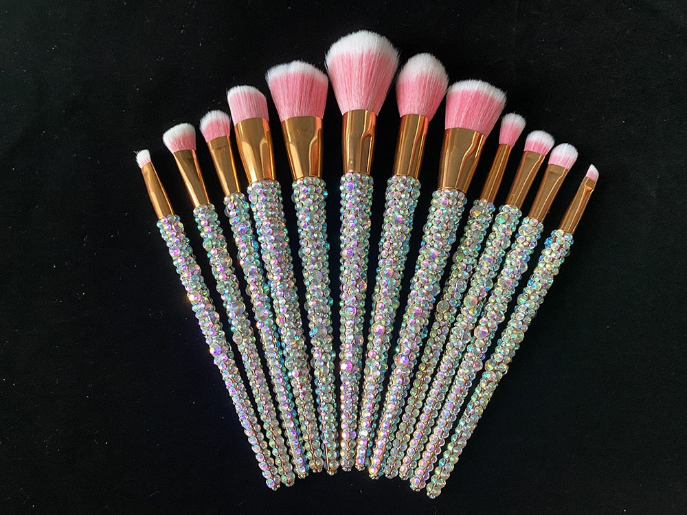 12Pcs/set Diamond-studded Makeup Brushes