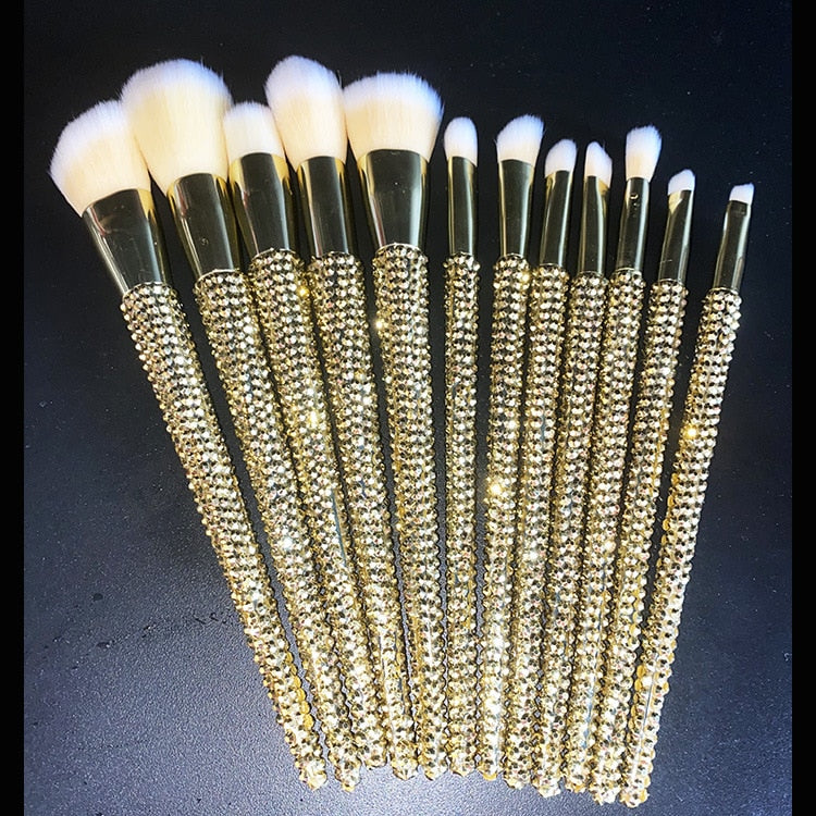 12Pcs/set Diamond-studded Makeup Brushes