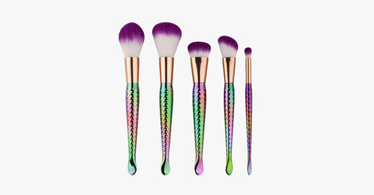5 Piece Rainbow Mermaid Brush Set