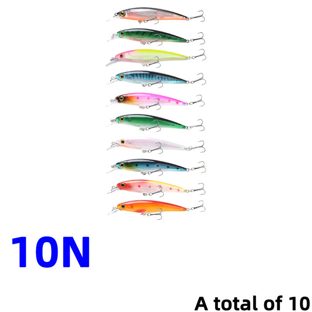 30Pcs/20Pcs/10Pcs Minnow Set Hard Bait Fishing Lure Bass Pike Fresh Salt Water Sea 3D Eyes Wobbler Tackle Crankbait Pesca Kit